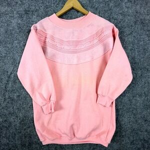 Vintage Eminent Sport Inc. Sweatshirt Women Small Pastel Pink Beaded Grandma